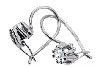 Sterling silver 925 14k 583 Zircon earrings vec053s Russian Soviet USSR Vintage Art Deco style